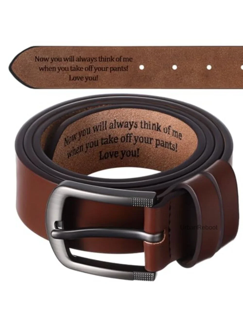 Genuine Leather Men's Belt Personalized Humor Gift Classic Zinc Alloy Buckle